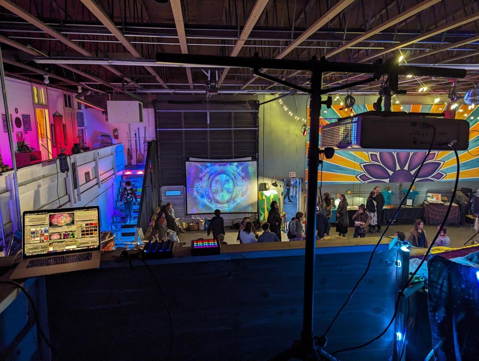 Projection visuals at the Cascadia Campout IGNITE pre-party